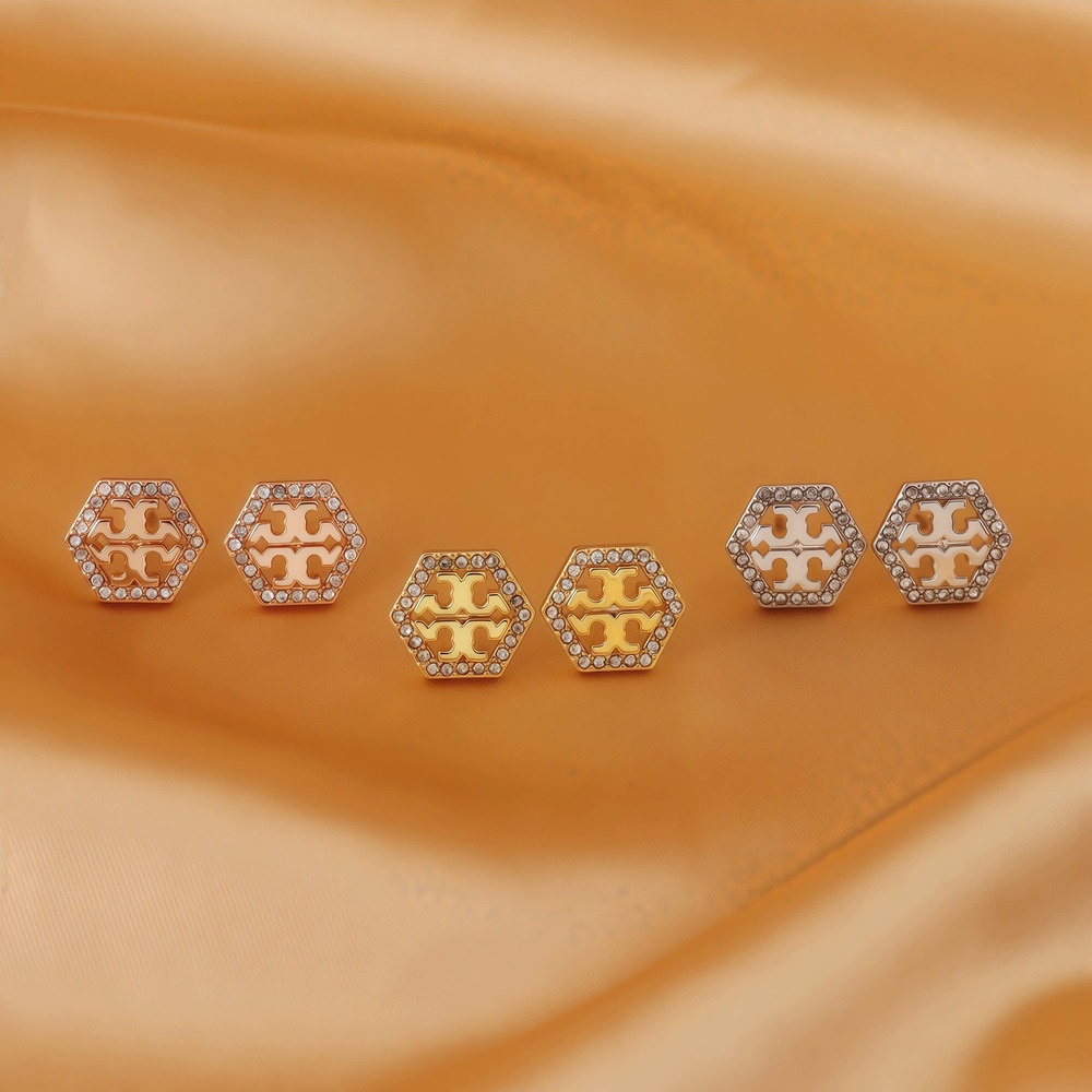 Tory Burch Gold Plated Copper CZ Earrings
